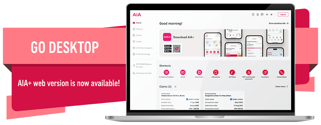 Experience the brand-new AIA+ mobile app/ web version